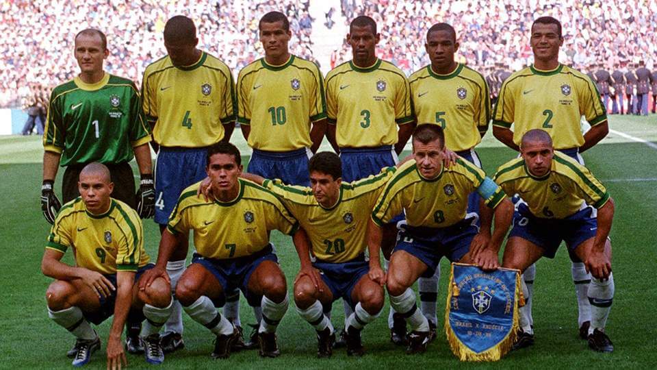 Retro 1998 Brazil Home Soccer Jersey